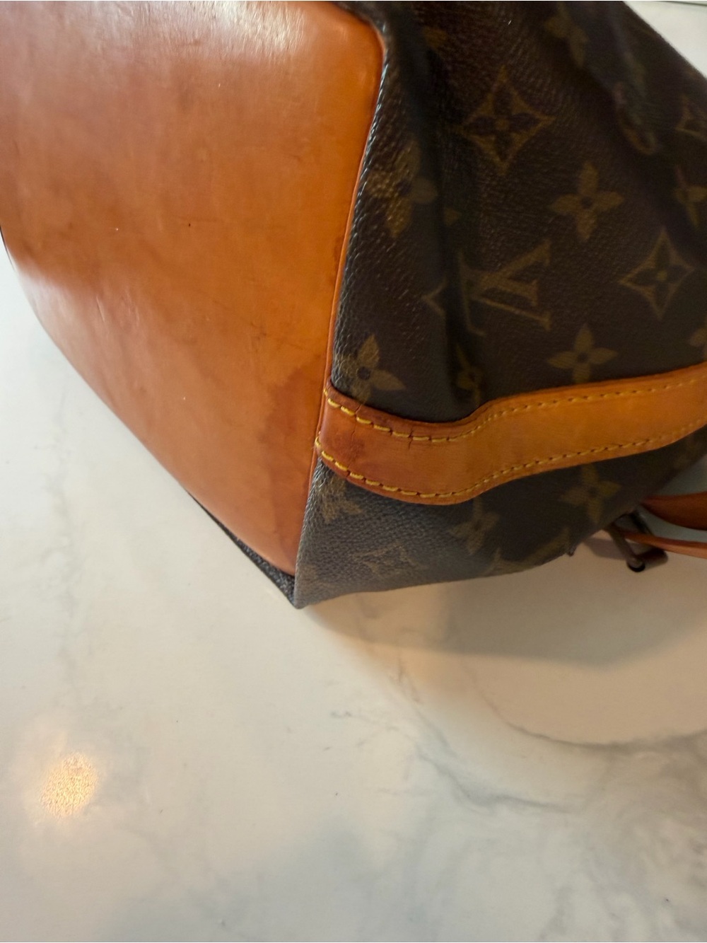 Louis Vuitton Monogram Canvas Bucket Bag with Tan Leather Trim - Picture 6 of 8